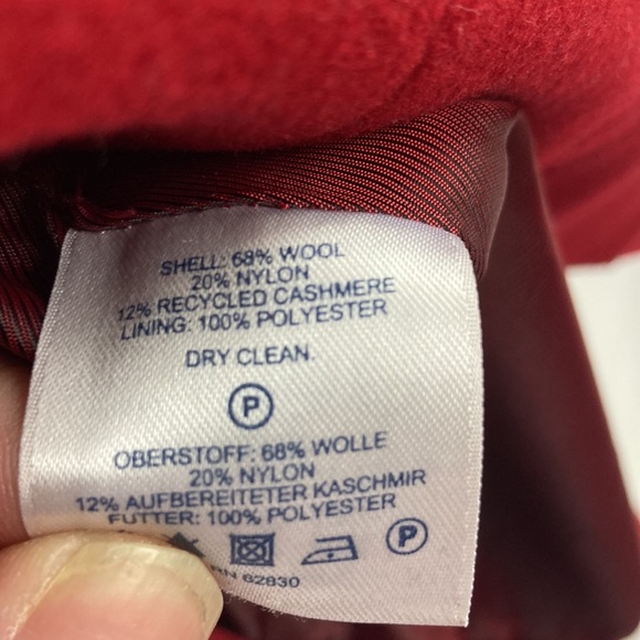 LANDS End Red Wool Blend Coat - Picture 7 of 8